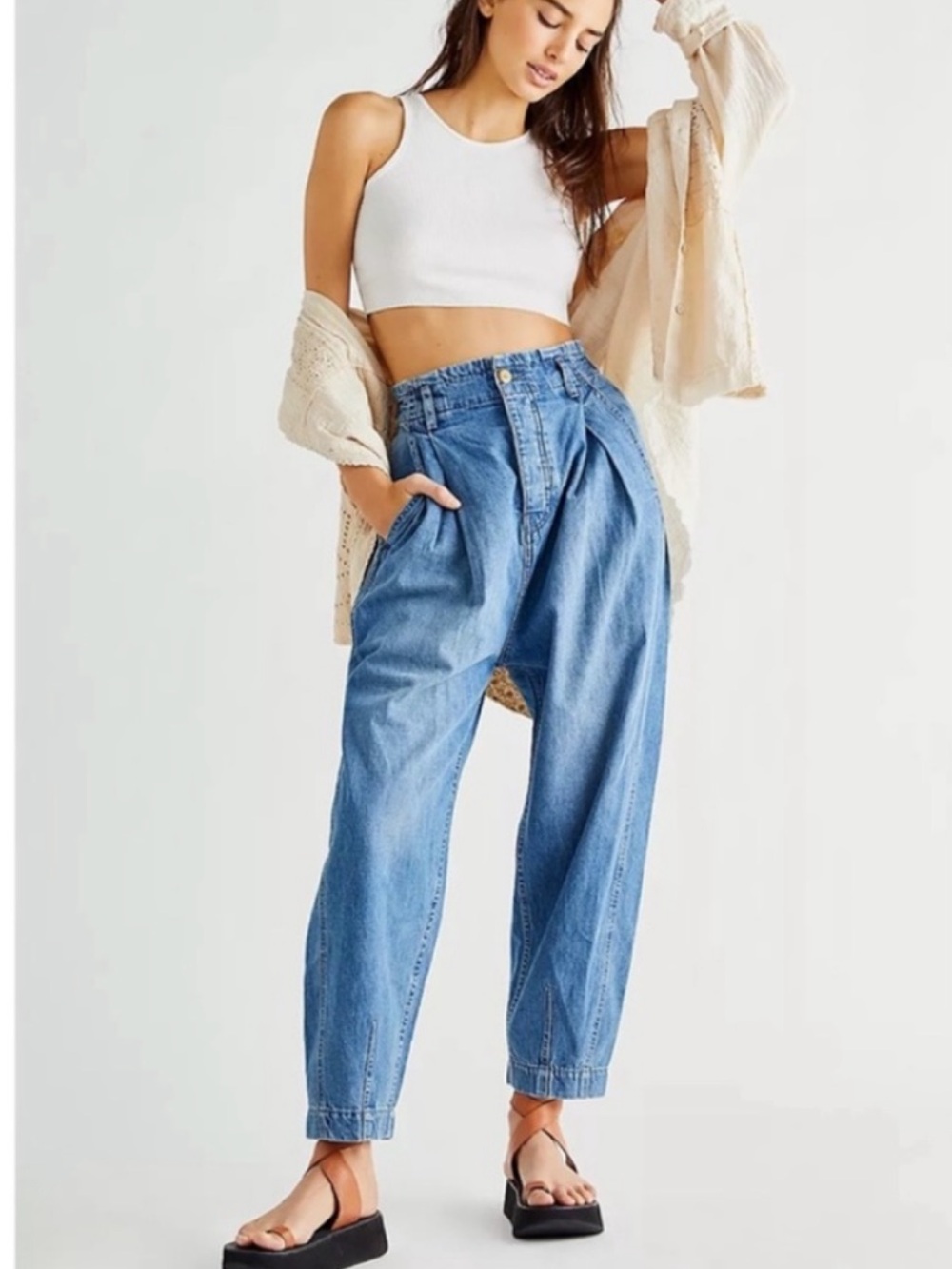 We the free Sawyer pull on BG jeans in spruce blue free people size S